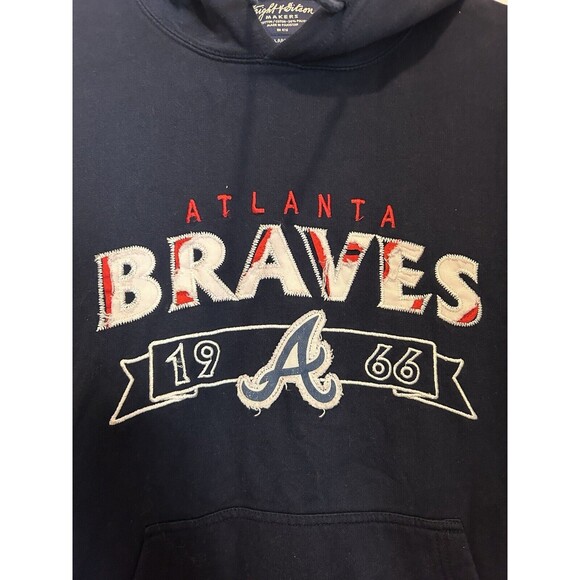 Atlanta Braves Wright &Ditson Navy Blue jersey Pullover hoodie Size Large Unisex - Picture 3 of 4